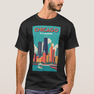 T-shirt Art Vintage voyage de Chicago Illinois US 1