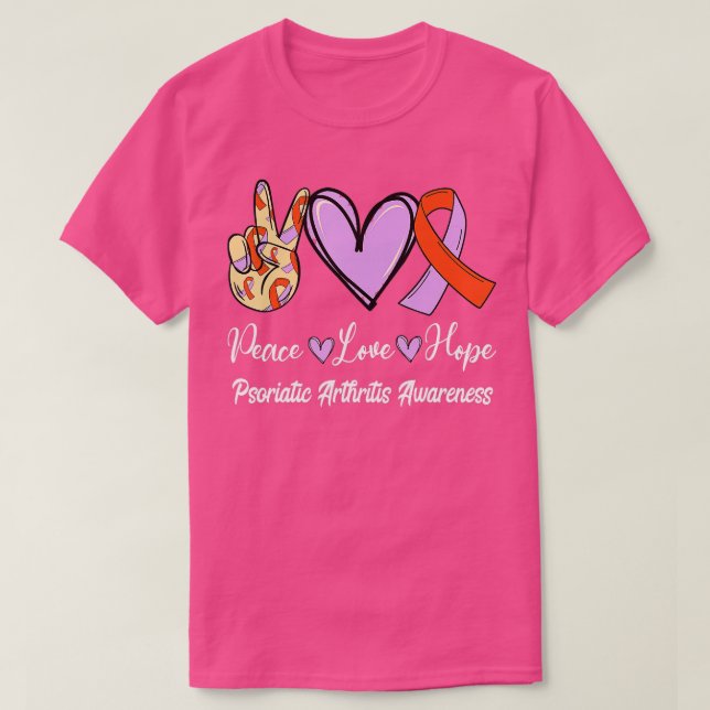 T-shirt Arthrite Psoriatique Paix Amour Espoir Lavande Ora (Design devant)