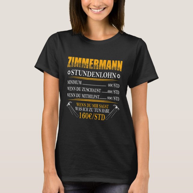 T-shirt Artisanat de menuiserie Mens Zimmermann (Devant)
