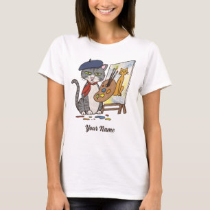 T-shirt Artiste Chat - Gris Tabby Peintre Kitty Chat Lover