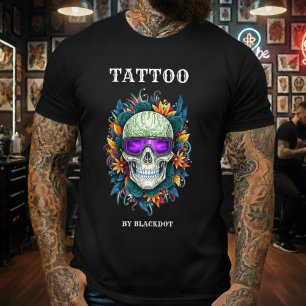 T-shirt Artiste de tatouage Studio de tatouage Crâne Lunet