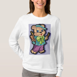 T-shirt Artiste Ours en Peluche avec Béret et Pinceaux