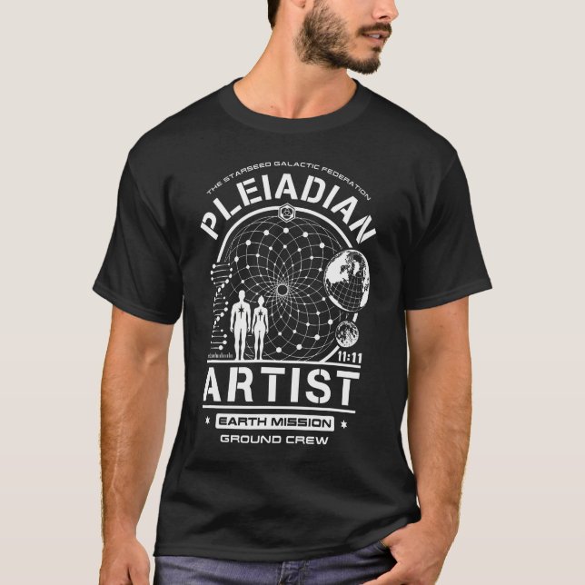 T-shirt Artiste Pleiadien Starseed Earth Mission Crew (Devant)