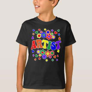 T-shirt ARTISTE-Retro Super, Fleurs, Coeurs, Étoile
