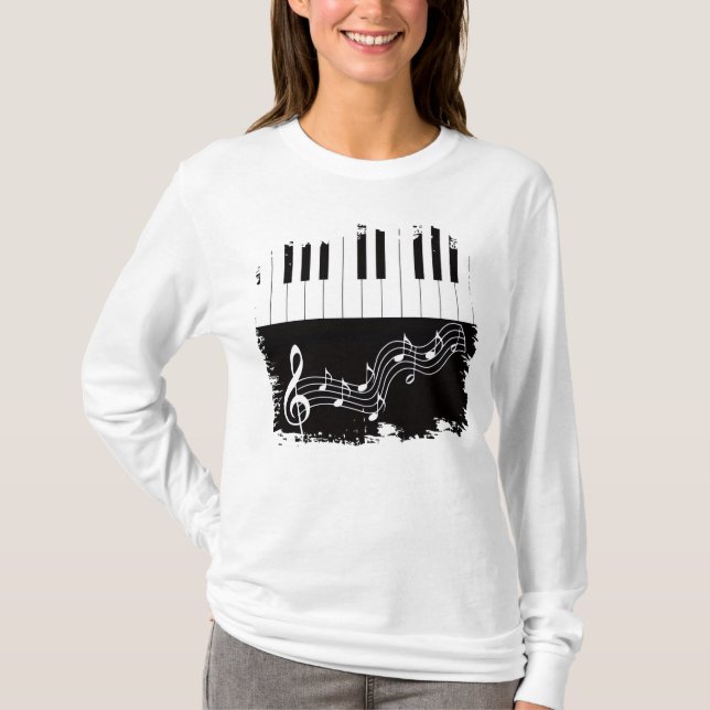T-shirt Artistic Piano Keys Treble Clef Notes musicales (Devant)
