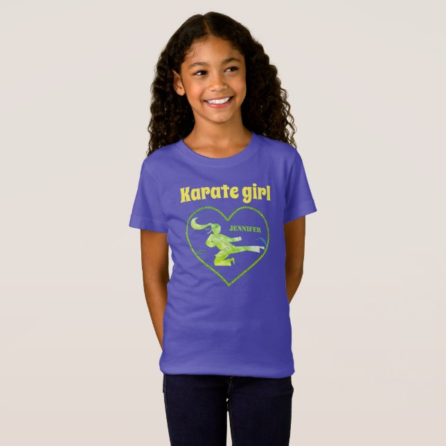 T-Shirt Arts Martiaux Kicking Girl Sport Ce joli Karate (Devant entier)