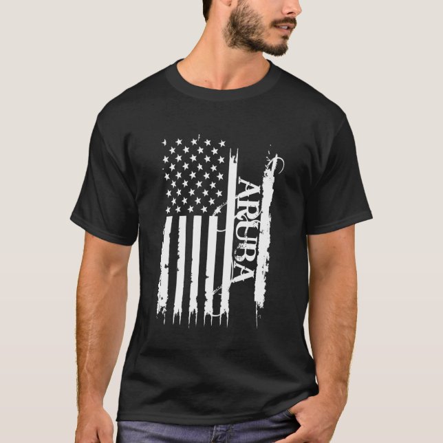 T-shirt Aruba États-Unis en détresse avec le drapeau améri (Devant)