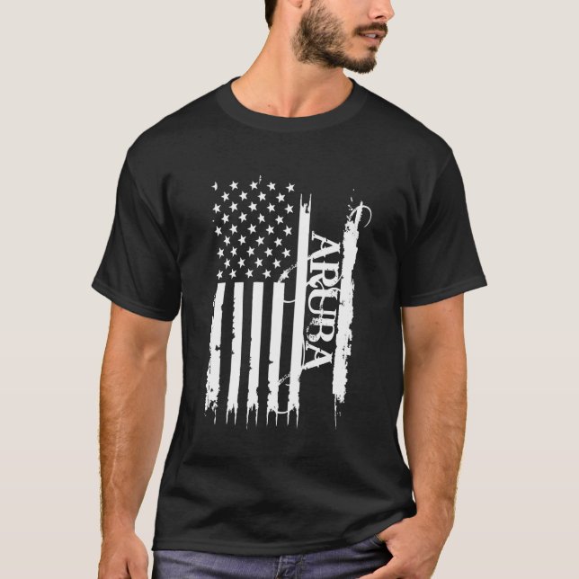 T-shirt Aruba États-Unis en détresse avec le drapeau améri (Devant)