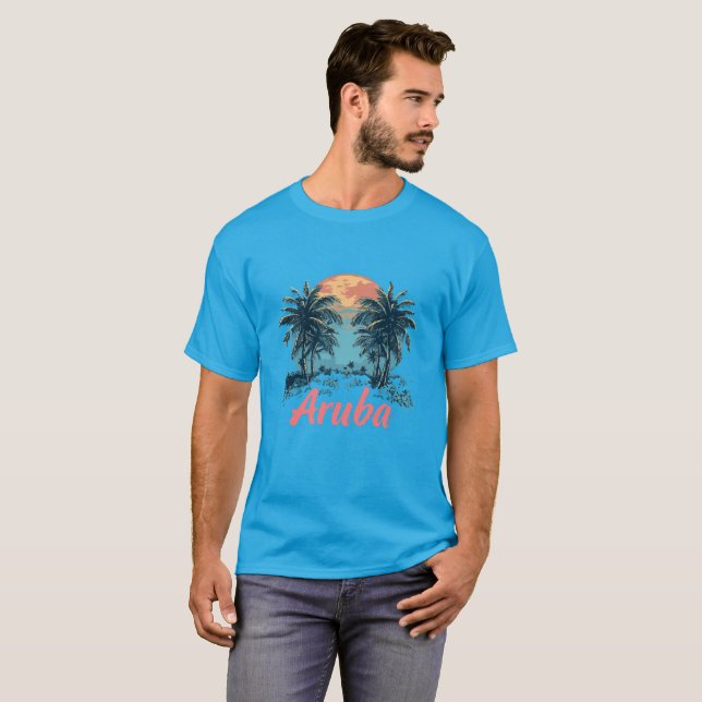T-shirt Aruba Island Design (Version 2) - Basic Dark T-Shi (Devant entier)