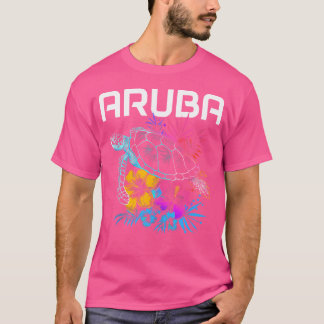 T-shirt Aruba Sea Turtle Flowers Plongée Plongée Souve