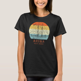 T-shirt Aruba West Indies Vintage Blueprint Voilier Vacat