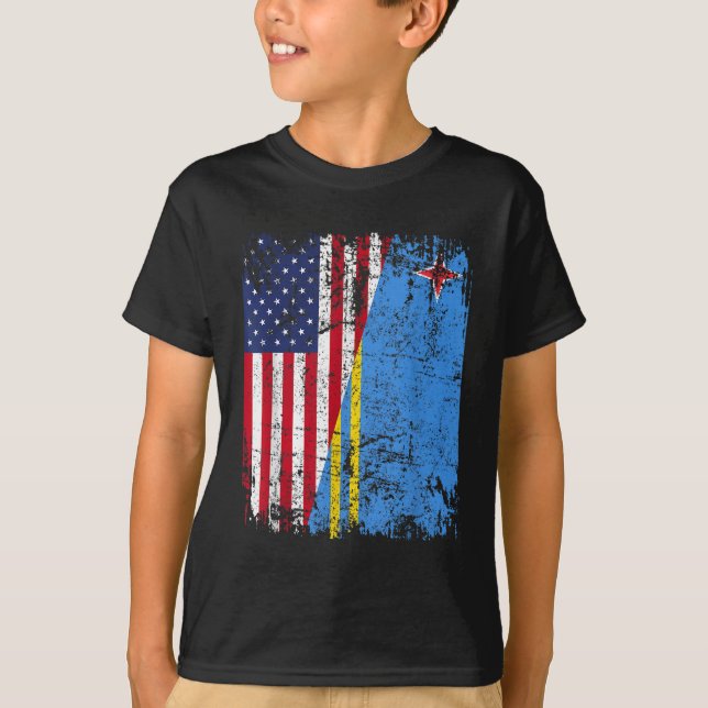 T-shirt ARUBAN RACINE LE Drapeau semi-américain ARUBA FLAG (Devant)
