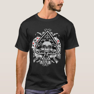 T-shirt As de Pique Crânes Cartes à jouer Parieur 