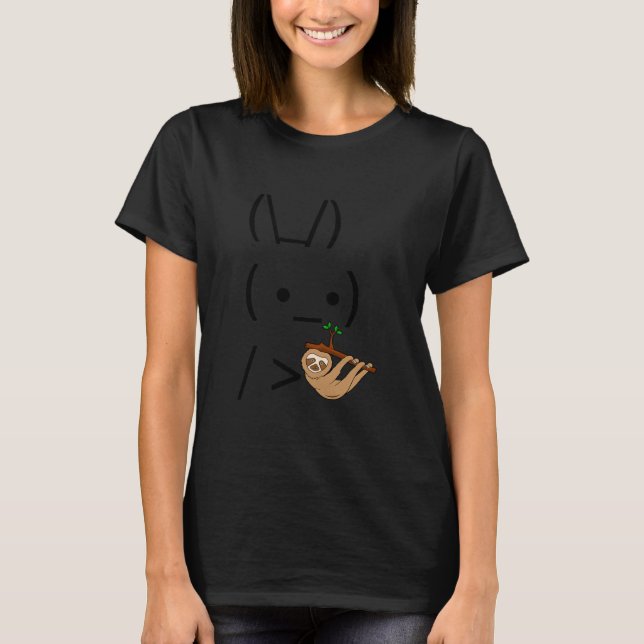 T-shirt Ascii Bunny Rabbit Holding A Sloth (Devant)