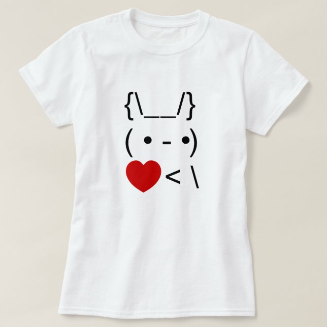 T-shirt ASCII Texte Art Lapin Lapin Reprendre le coeur (Design devant)