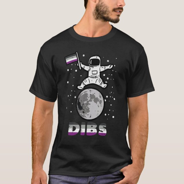 T-shirt Asexual Astronaut On Moon Dibs Ace Pride Flag Lgbt (Devant)
