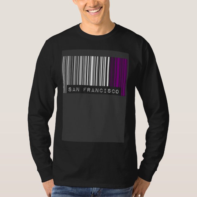 T-shirt Asexual Barcode Pride San Francisco California Cut (Devant)