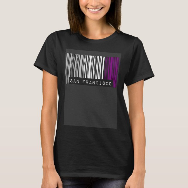 T-shirt Asexual Barcode Pride San Francisco California Cut (Devant)