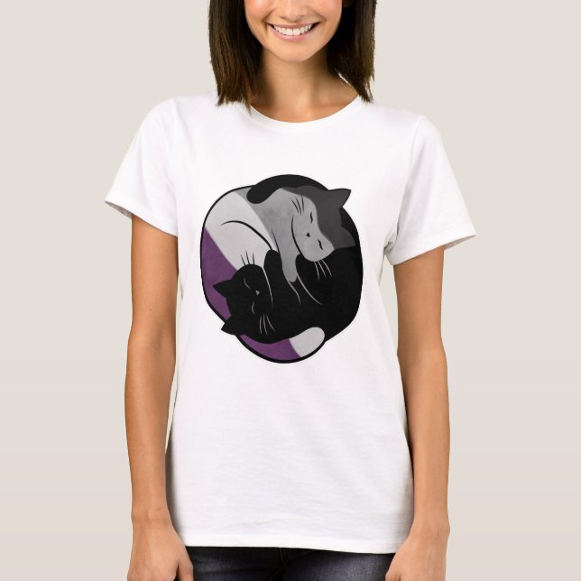 T-shirt Asexual Eternal Yin Yang Cat (Devant)