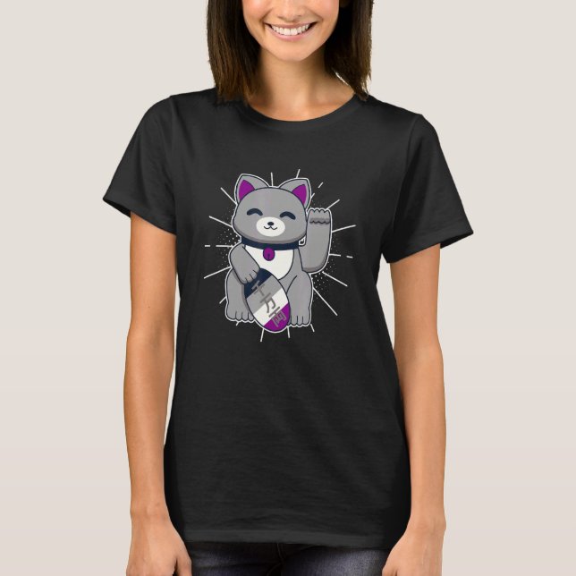 T-shirt Asexual Pride Lucky Cat LGBTQ+ Asexuality (Devant)