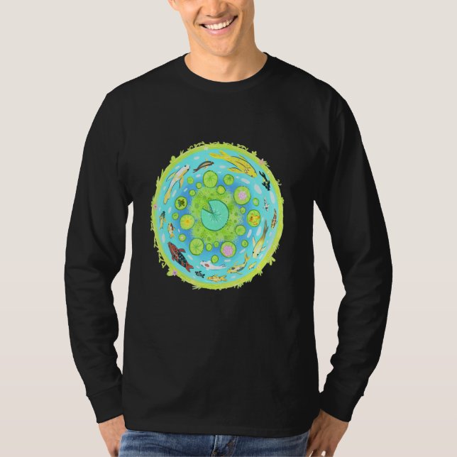 T-shirt Asiatique Koi Blue Pond Plante d'eau douce Carpe d (Devant)