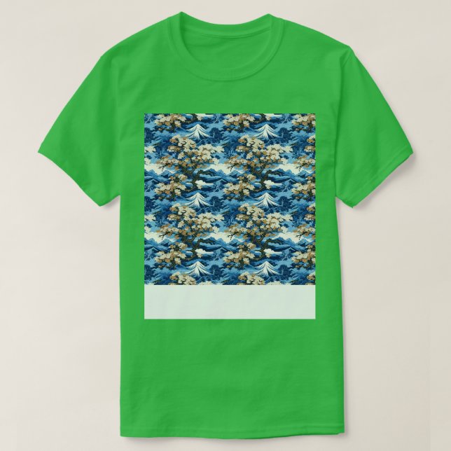 T-shirt Asiatique sans couture Motif Vieux Japonais Chinoi (Design devant)