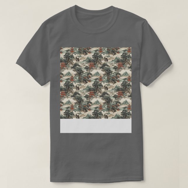 T-shirt Asiatique sans couture Motif Vieux Japonais Chinoi (Design devant)