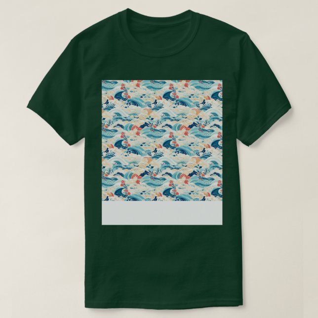 T-shirt Asiatique sans couture Motif Vieux Japonais Chinoi (Design devant)