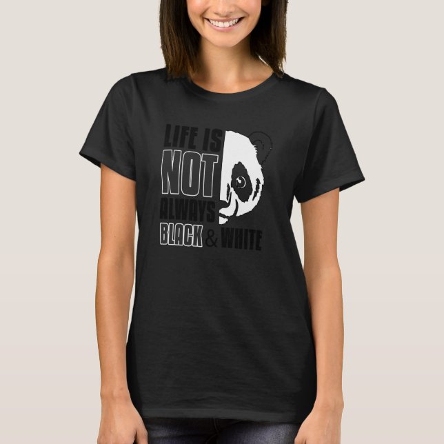 T-shirt Asie mignonne Amour Panda Pun Ours Noir Blanc 2 (Devant)