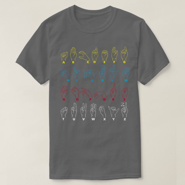 T-shirt ASL Enseignant Alphabet Langue Chanter Américaine  (Design devant)