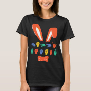 T-shirt Asl joyeuses pâques bonbons langue des signes oeuf