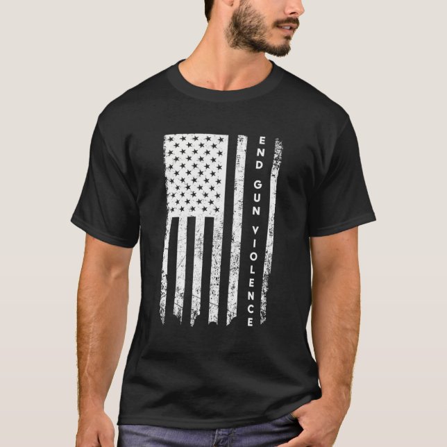 T-shirt Assez de violence de l'arme du drapeau américain (Devant)