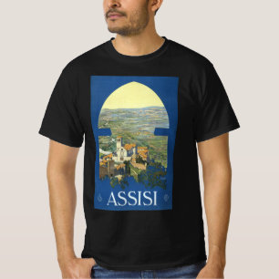T-shirt Assisi Italie Art de Voyage Rétro Basilique France