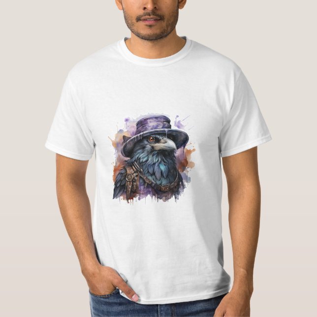 T-shirt Assistant Aquarelle Raven Bird (Devant)