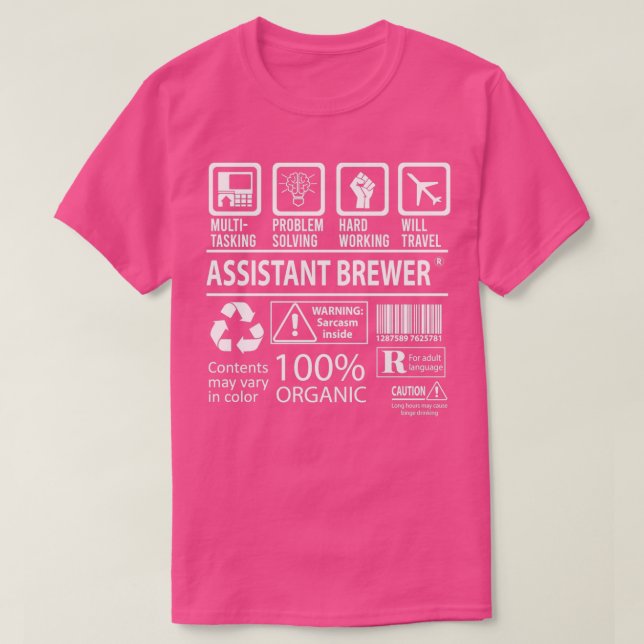 T-shirt Assistant Brewer MultiTasking Certified Job Gift I (Design devant)