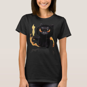 T-shirt Assistant Chat Cute Noir Avec Puissance De Feu Pou