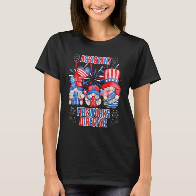 T-shirt Assistant Fireworks Director Gnomes American Flag  (Devant)