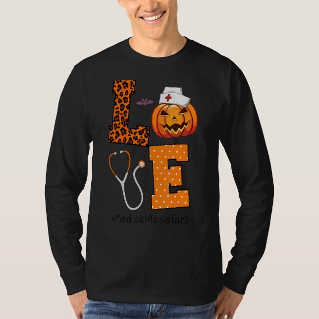 T-shirt Assistant Médicale Amour Halloween Citrouille S (Devant)
