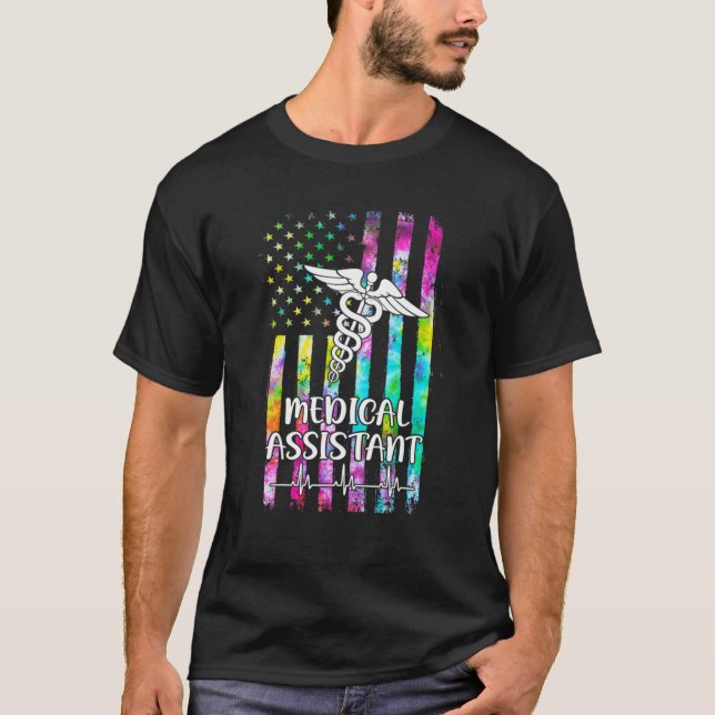 T-shirt Assistant Médicale Nursing American Flag Tie Dye (Devant)