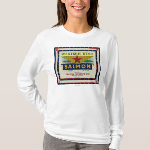 T-shirt Astoria, Orégon - étiquette saumoné de caisse