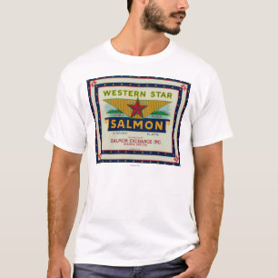 T-shirt Astoria, Orégon - étiquette saumoné de caisse
