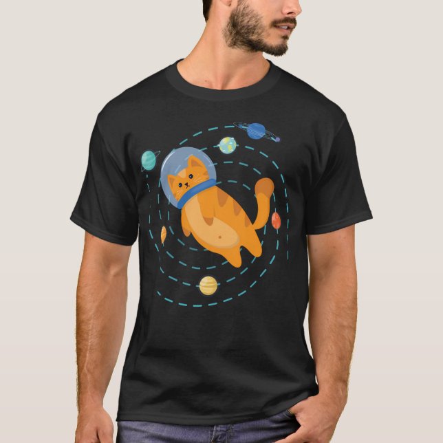 T-shirt Astrocat - Astronaut Chat Avec Planètes (Devant)