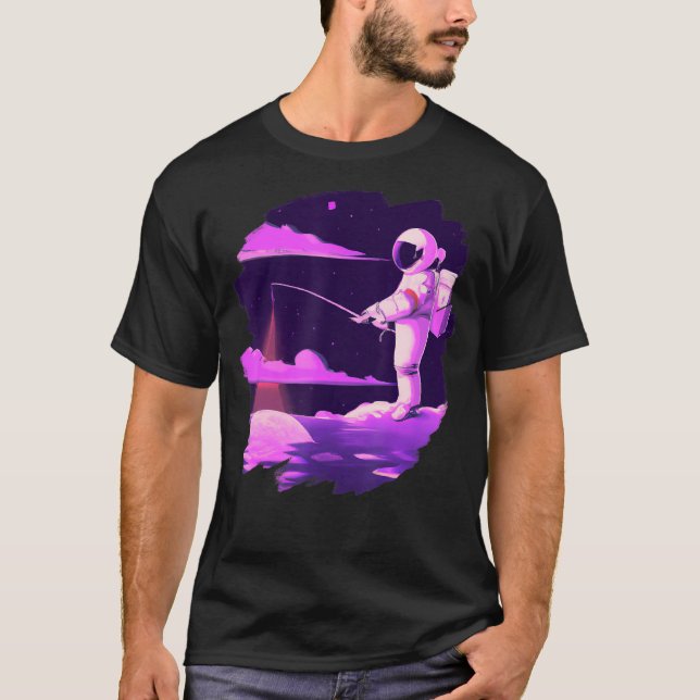 T-shirt Astronaut Bateau de pêche Espace Océan Lac Cool Po (Devant)