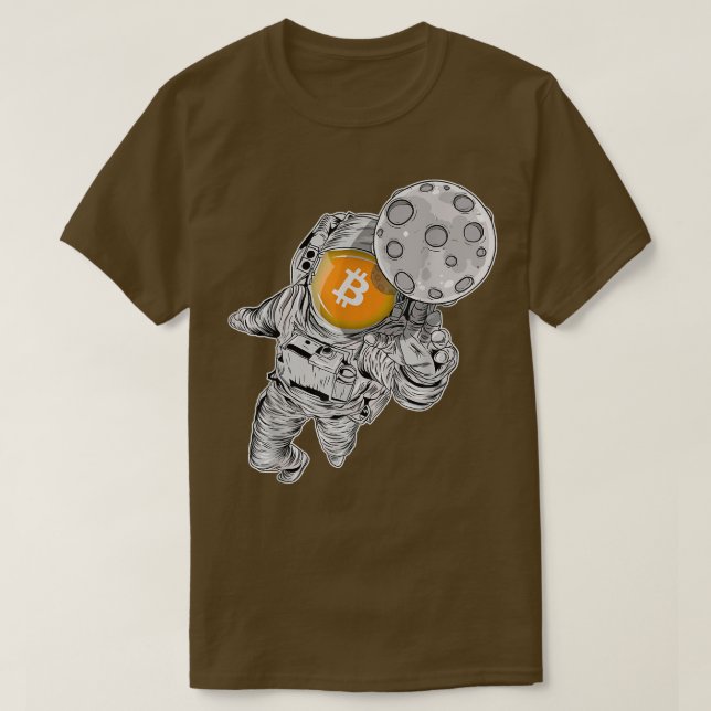 T-shirt Astronaut Blockchain Crypto Bitcoin BTC (Design devant)
