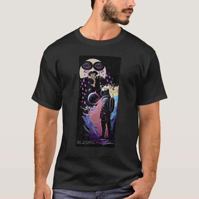 T-shirt Astronaut Breaking Up With Crying Moon Trippy Grap (Devant)
