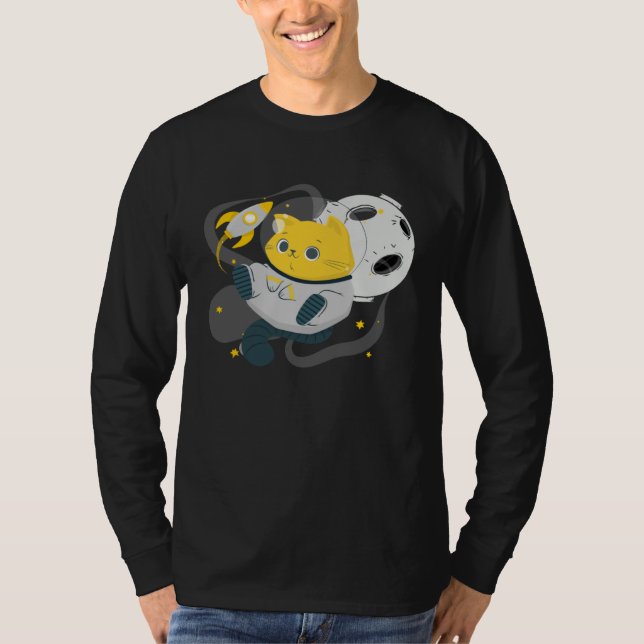 T-shirt Astronaut Cat Or  Space Cat On Galaxy Kitten (Devant)