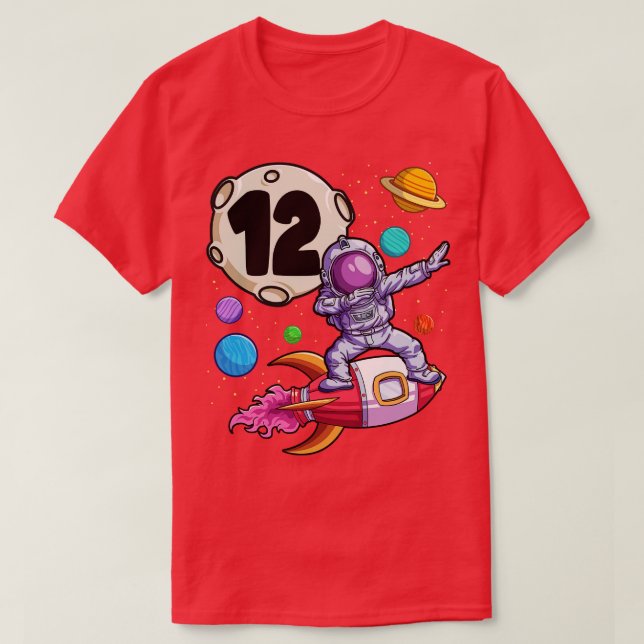 T-shirt Astronaut Dabbing 12 ans Anniversaire Garçon 12e B (Design devant)
