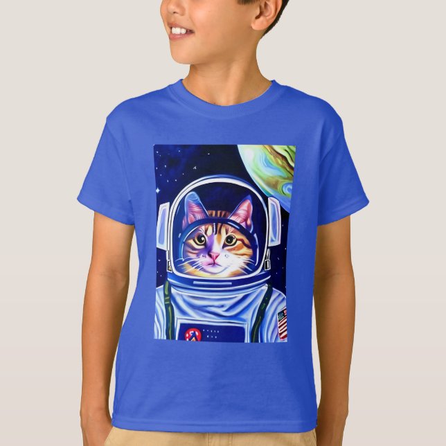T-shirt Astronaut de chat dans l'espace (Devant)