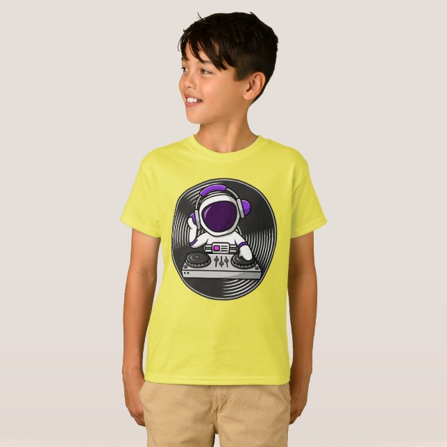T-shirt Astronaut DJ Cute Space Music design (Devant entier)