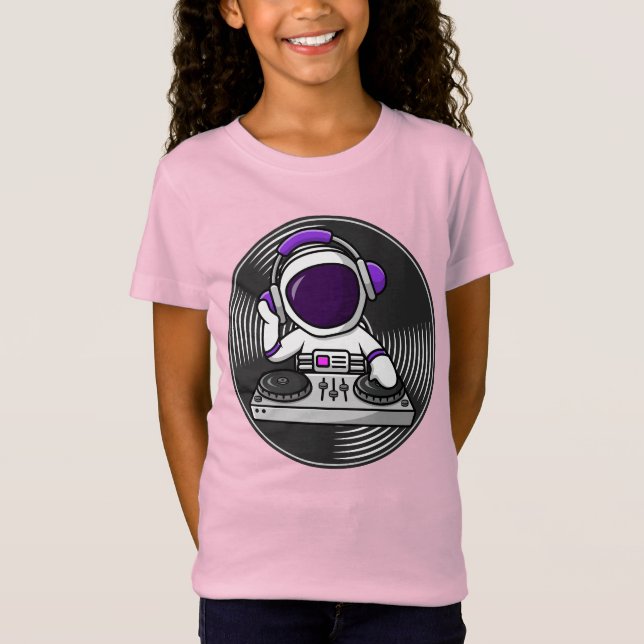 T-Shirt Astronaut DJ Cute Space Music design (Devant)